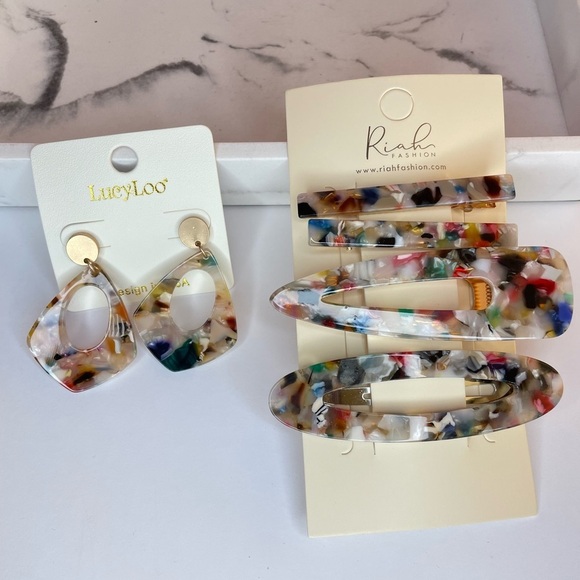 J. ELISE BOUTIQUE NEW ACRYLIC RESIN DROP EARRINGS - Picture 1 of 6